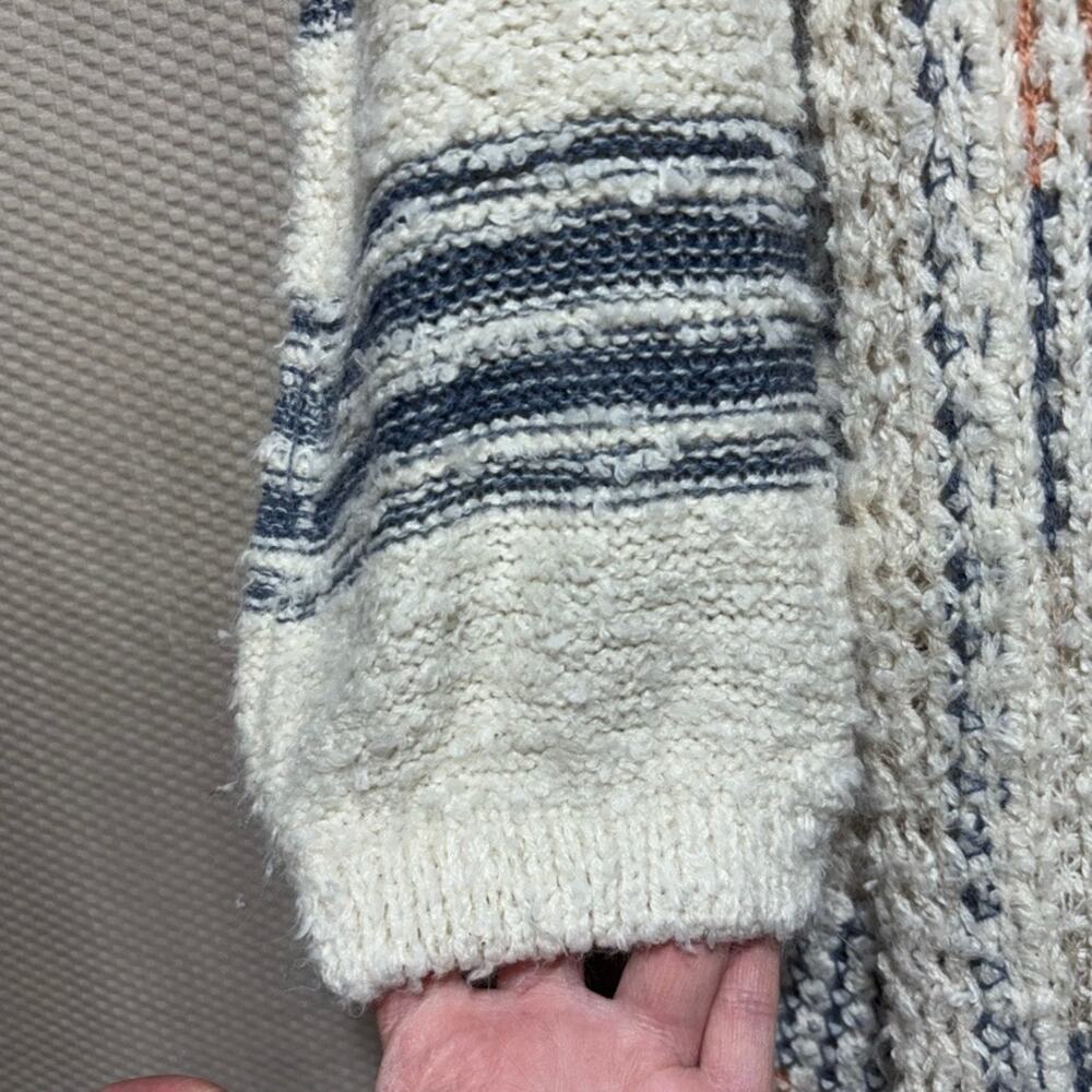 NET.153 Cozy Open Front Knit Cardigan Striped Size S/M - Picture 4 of 9